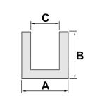 U-profil 12,7x19. 8,7 mm spår, MB